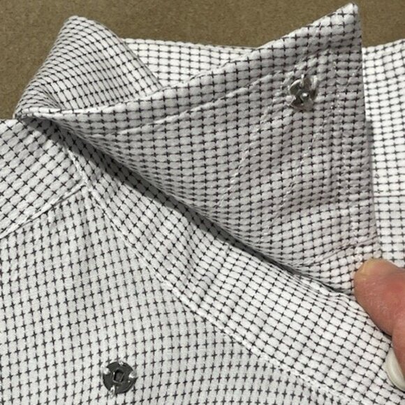 CANALI Black & White Cotton DRESS SHIRT, Made in Italy Size 38 / 15  Like New - Picture 5 of 7